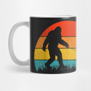 Bigfoot Walking Retro Sunset Off Sasquatch & Dachshund Dog T-Shirt Mug